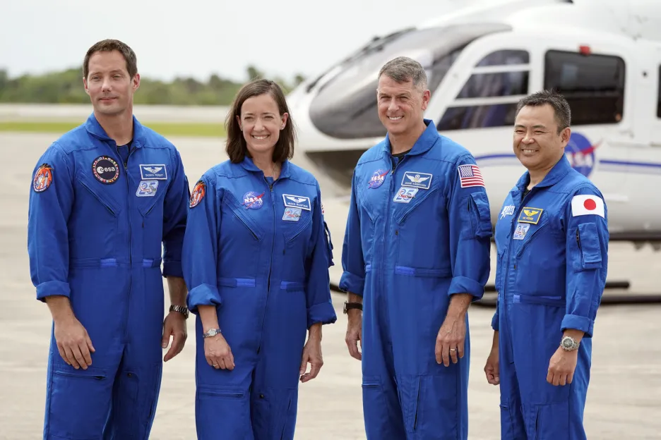 Crew Dragon Endeavour, zleva: Thomas Pesquet, Megan McArthurová, Shane Kimbrough, Akihiko Hošide