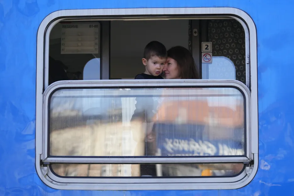 Ukrajinští uprchlíci na stanici v Přemyšli