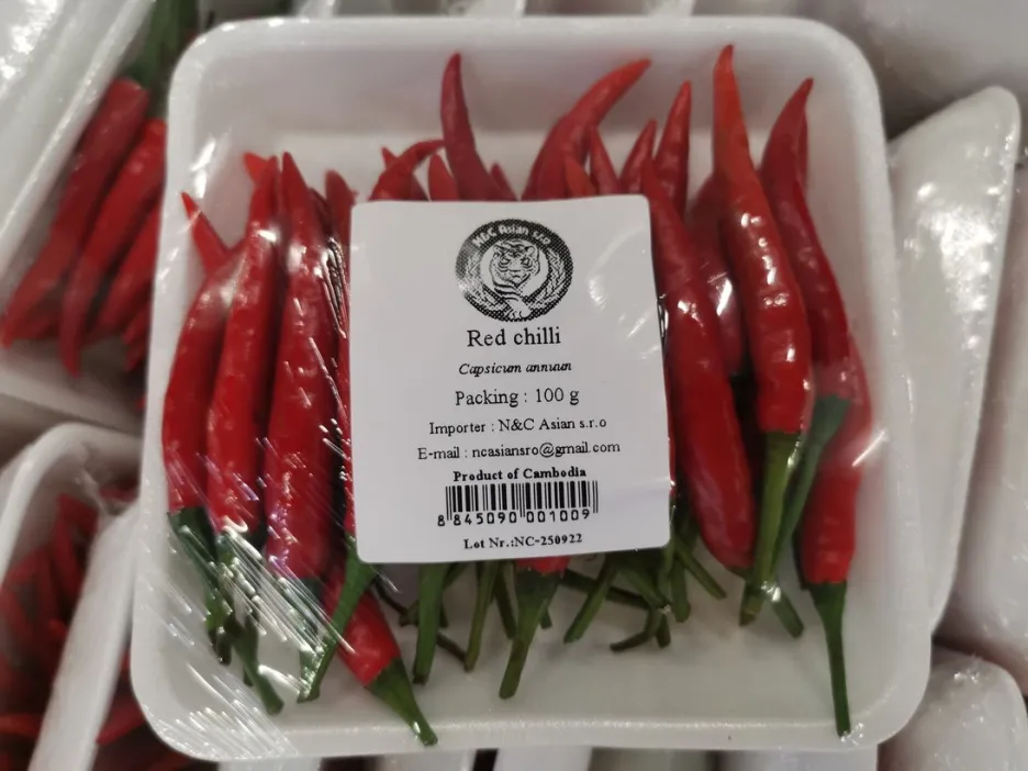 Inspekce našla pesticidy v chilli papričkách z Kambodži
