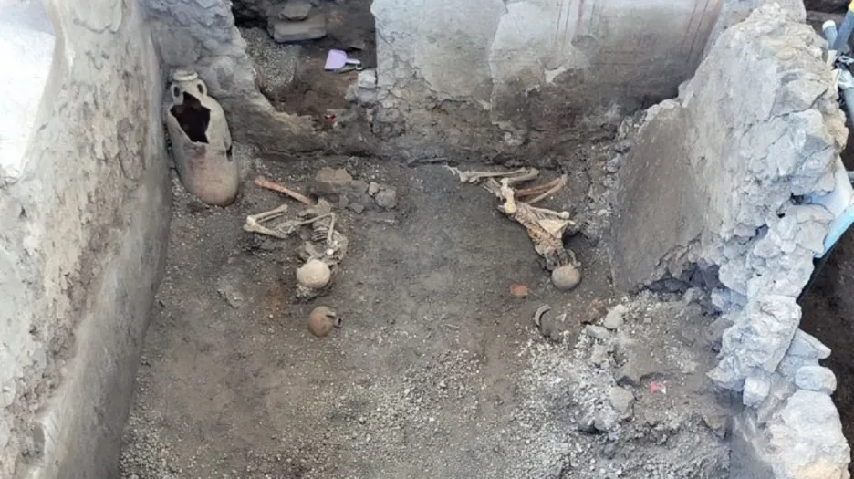 Nově nalezené kostry v Pompejích