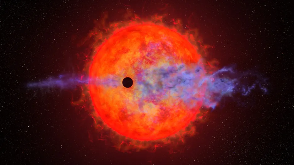 Hvězda AU Microscopii se svou škytající planetou