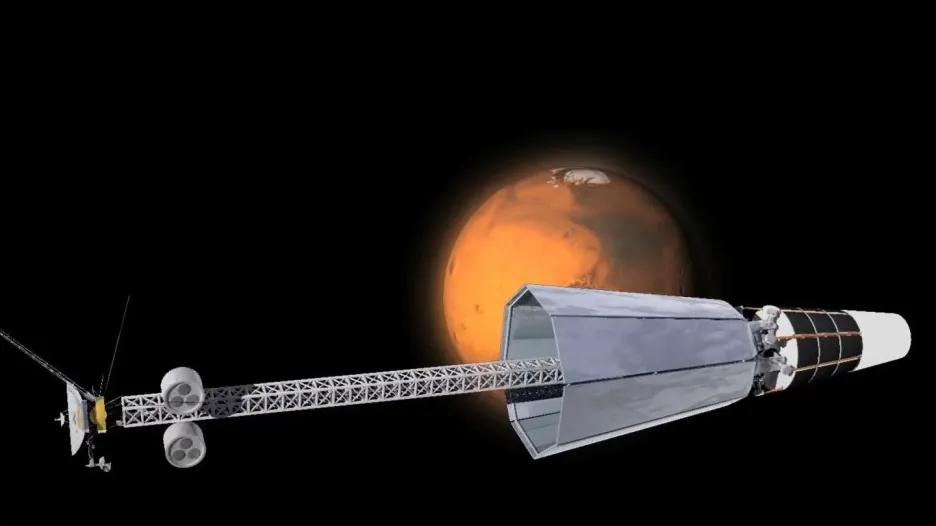 Vizualizace kosmické lodi poháněné jaderným pohonem