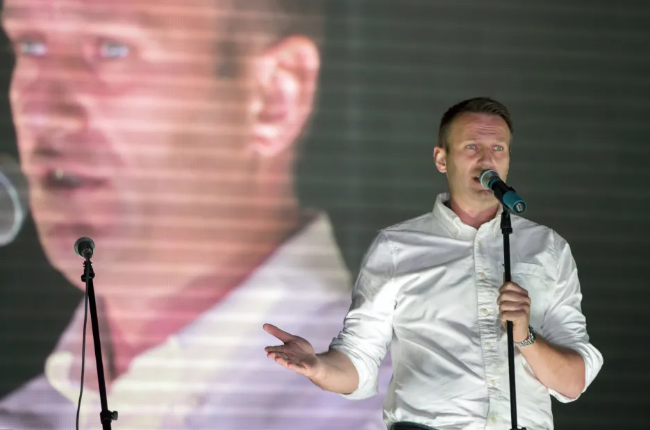 Opoziční předák Alexej Navalnyj na moskevské demonstraci