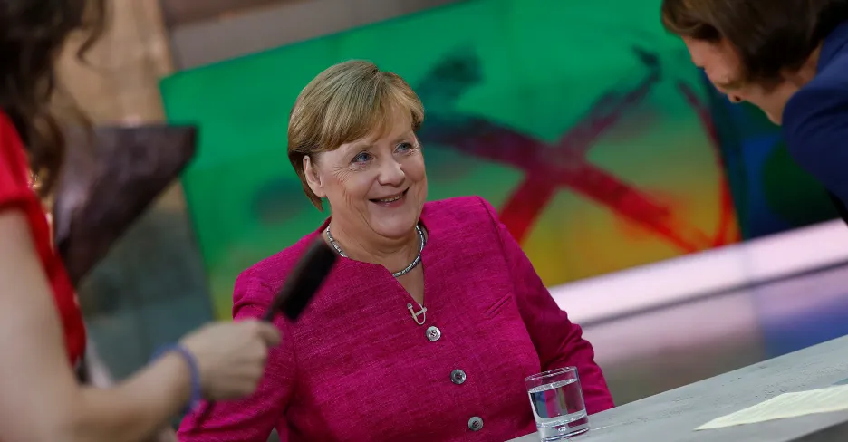 Angela Merkelová během rozhovoru v televizi ZDF