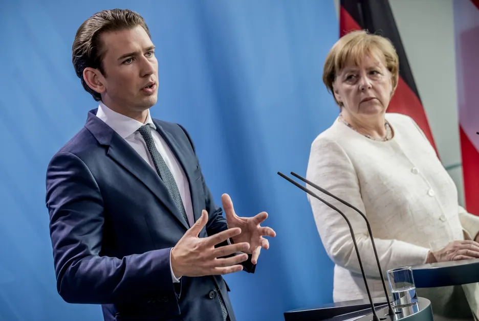 Sebastian Kurz a Angela Merkelová
