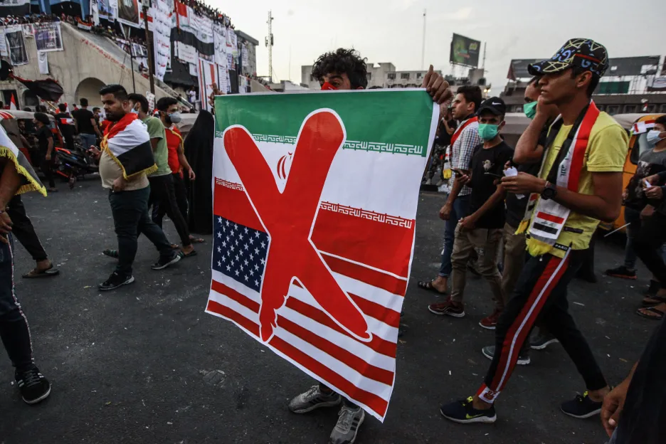 Protest proti vlivu USA a Íránu v Iráku