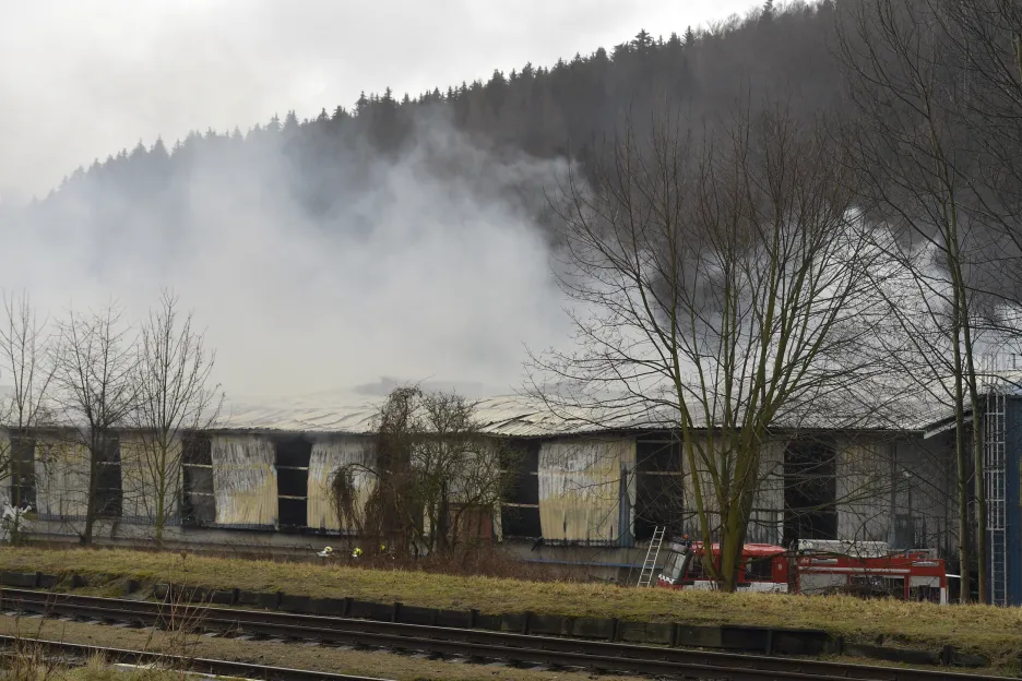 Požár v průmyslové zóně v Chrastavě