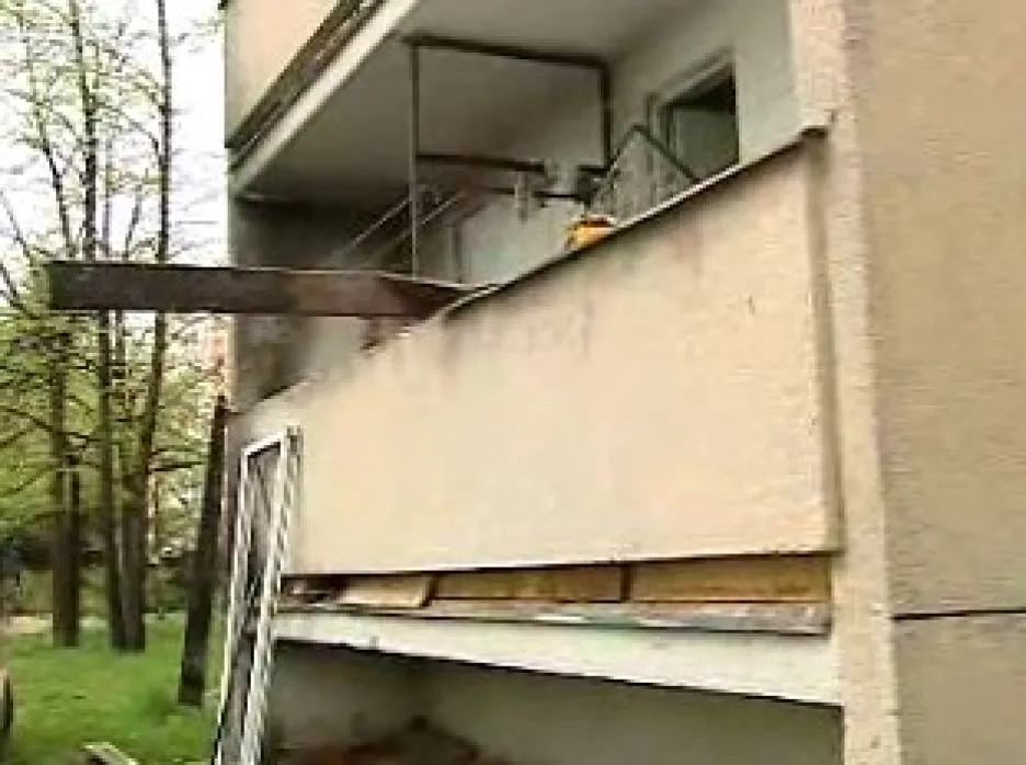 Kladenský balkon po výbuchu