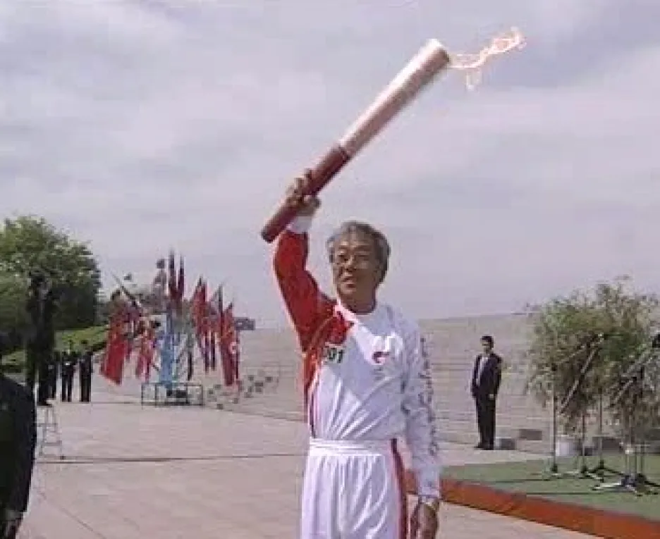 Olympijská pochodeň v Pchjongjangu