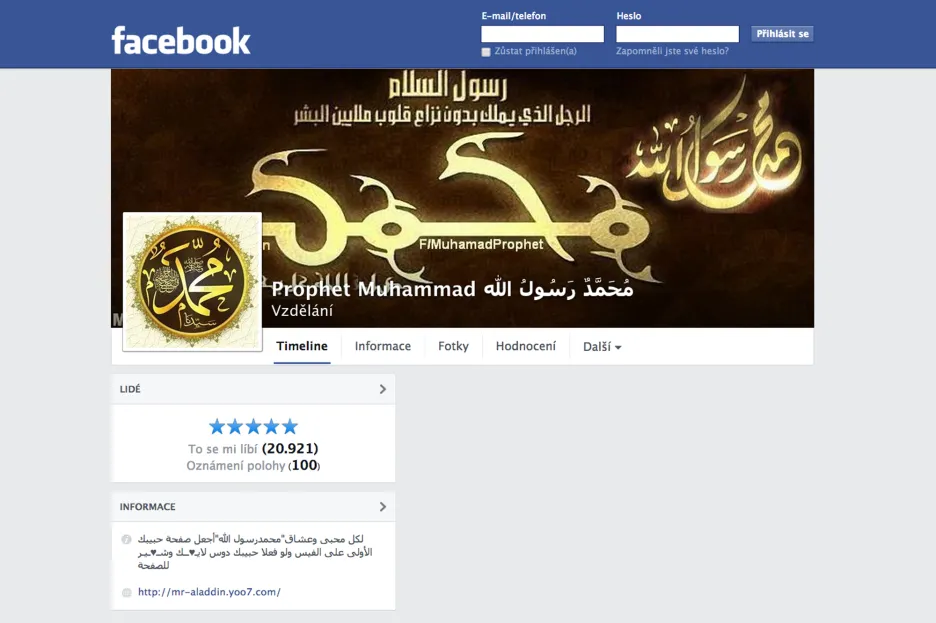 Prorok Mohamed na Facebooku