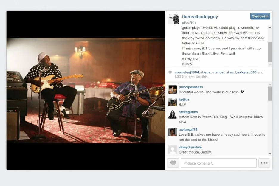Instagram Buddyho Guye k úmrtí B. B. Kinga