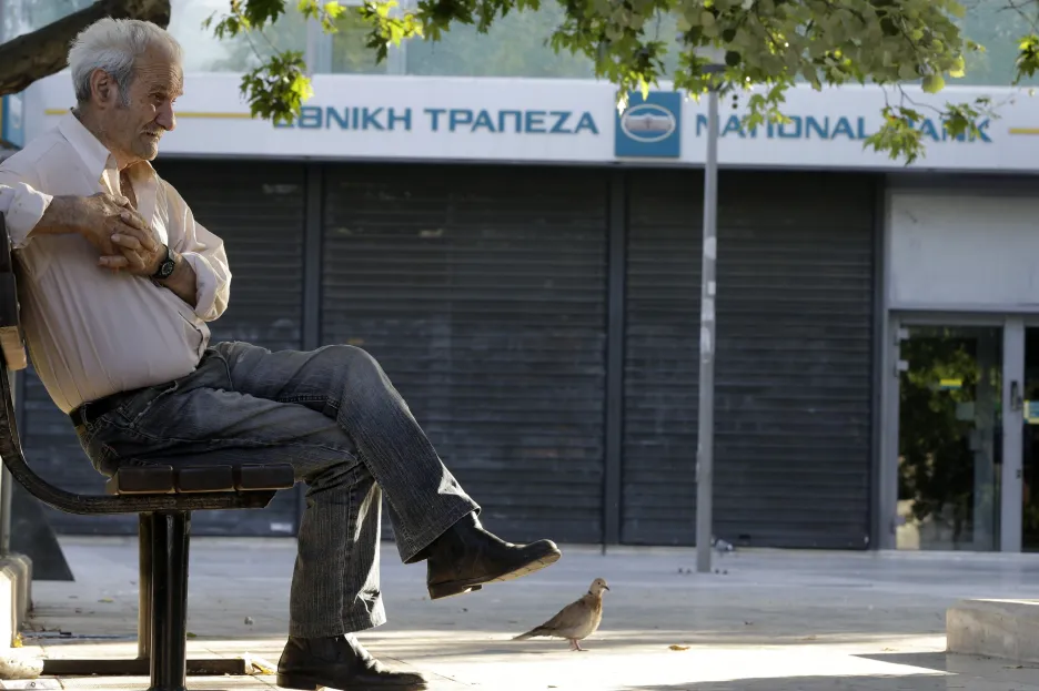 Zavřené banky v Aténách