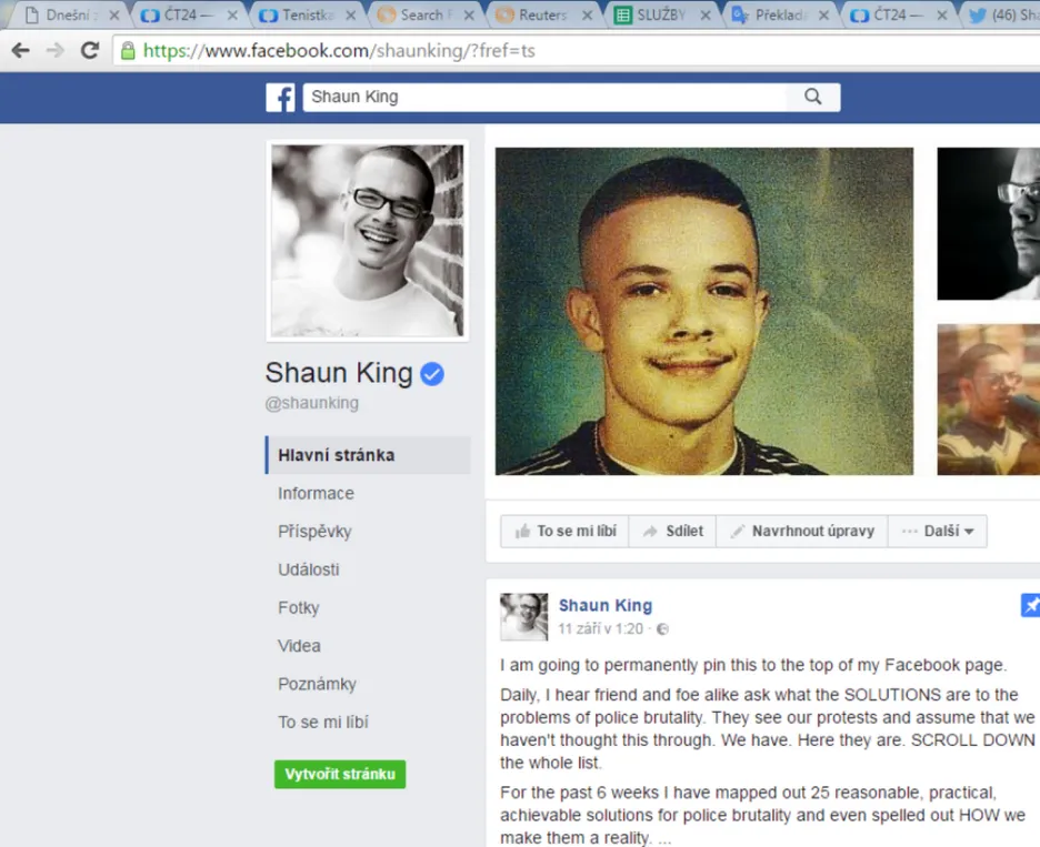 Facebookový profil Shauna Kinga