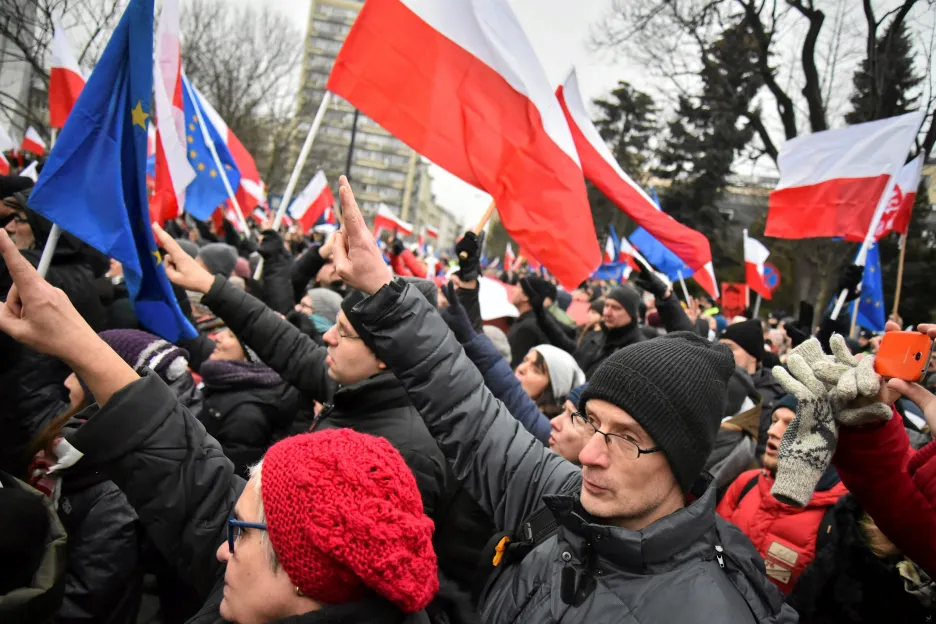 Protivládní demonstrace v Polsku