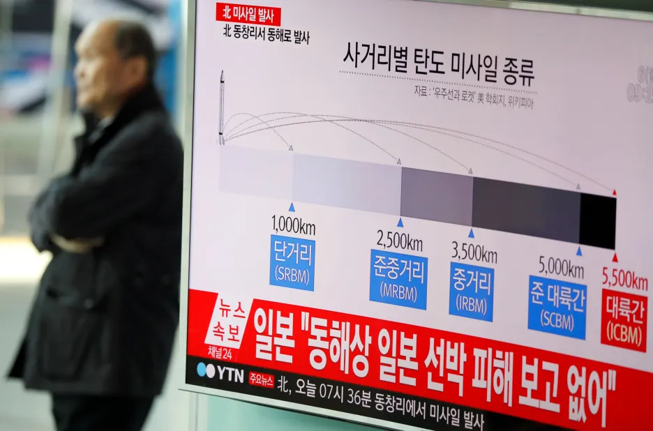 Jihokorejská televize informuje o vypálení balistických střel z KLDR
