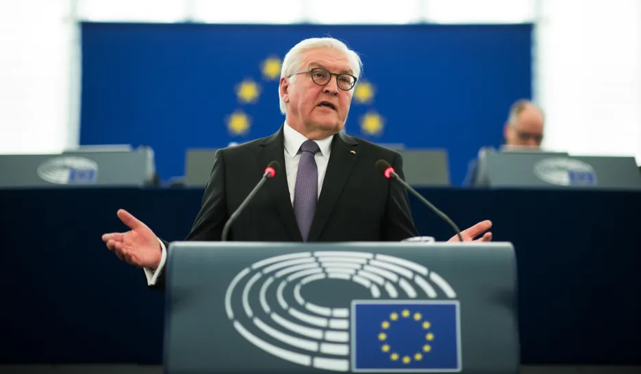 Frank-Walter Steinmeier při projevu v Evropském parlamentu