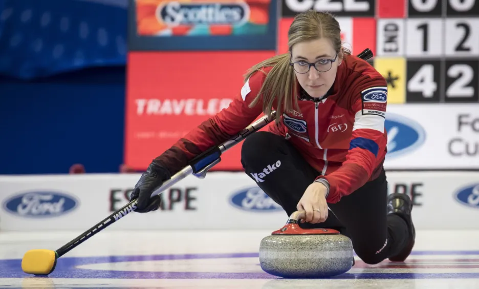 Hráčka curlingu Anna Kubešová na světovém šampionátu v Kanadě