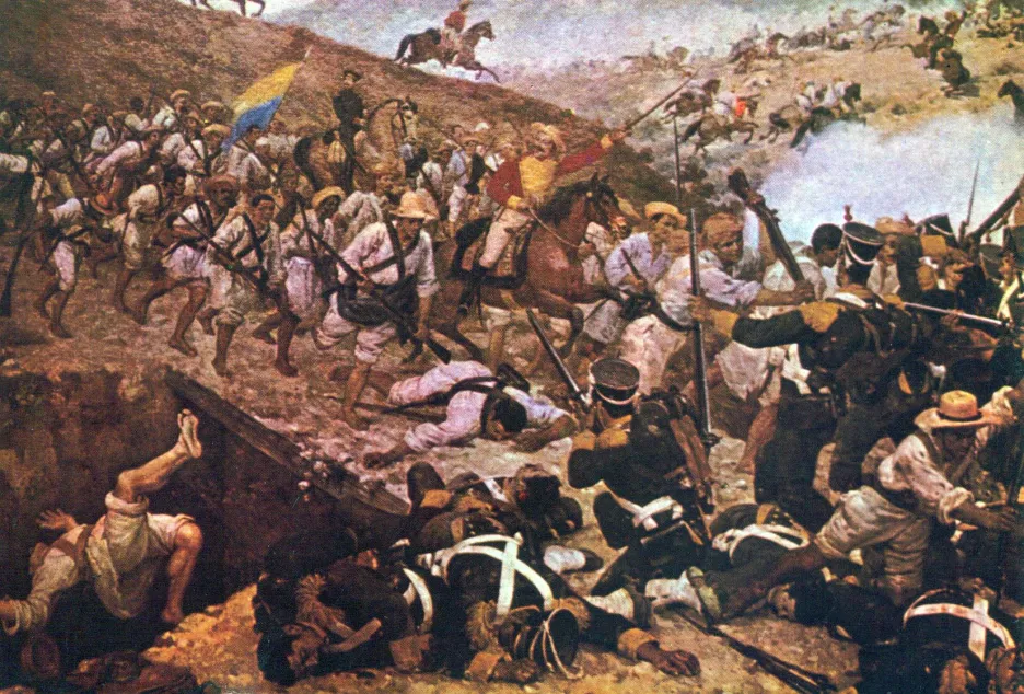 Vyobrazení bitvy u Boyacá od venezuelského malíře Martína Tovara y Tovara