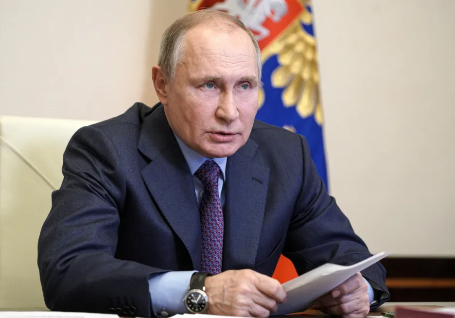 Ruský prezident Vladimir Putin během videokonference