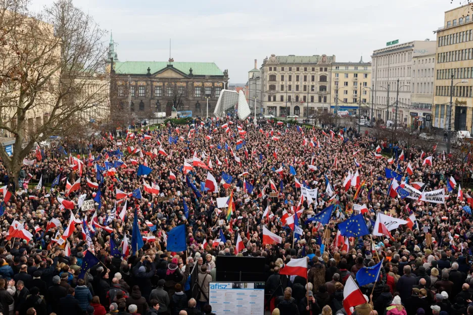 Protivládní demonstrace v Polsku