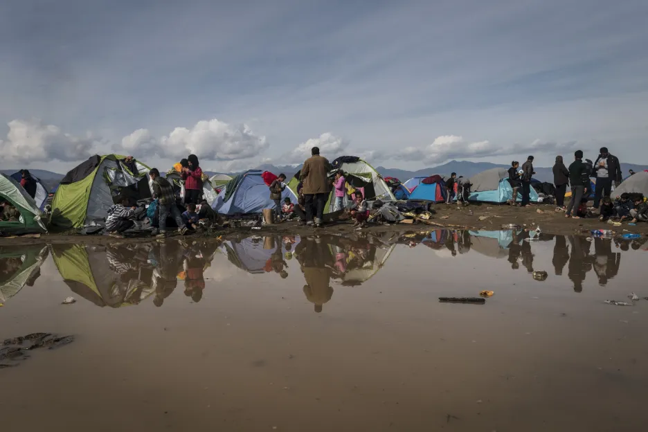 Uprchlický tábor v Idomeni po bouřce
