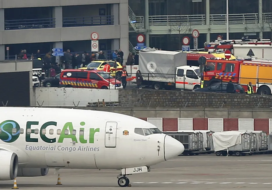 Bruselské letiště Zaventem po výbuchu 