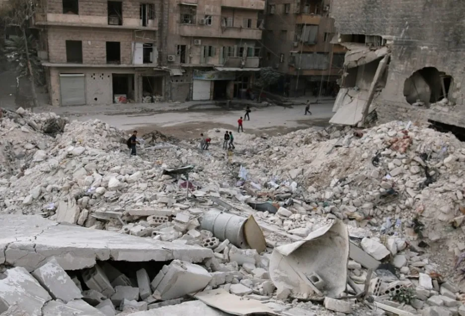 Rozbombardované Aleppo