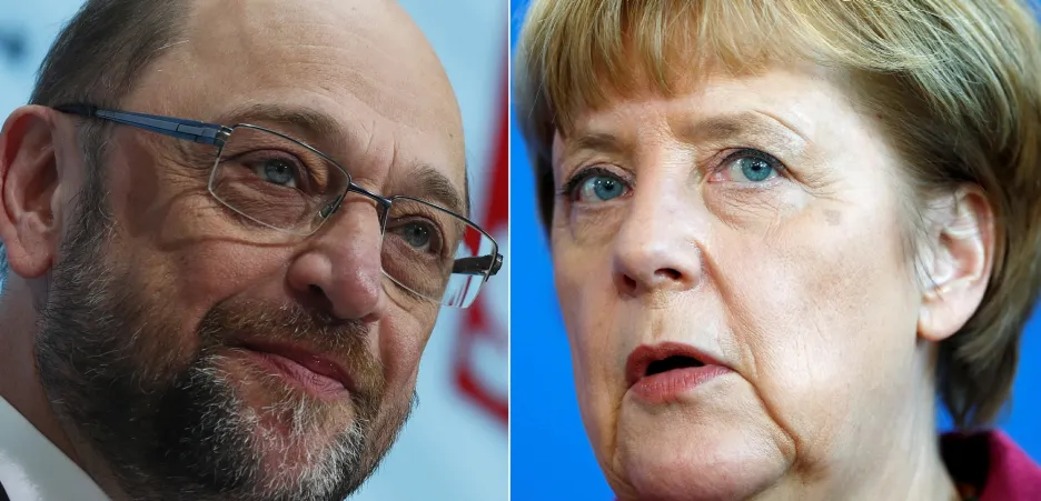Martin Schulz a Angela Merkelová