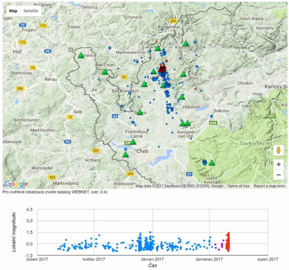 Zvýšená seismická aktivita v západních Čechách v posledních měsících