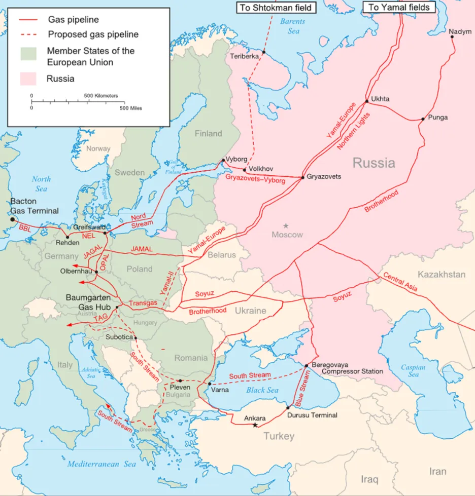 Hlavní evropské plynovody