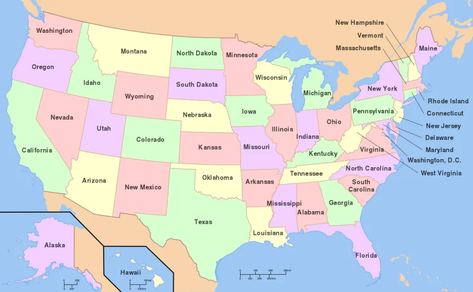 Mapa států USA
