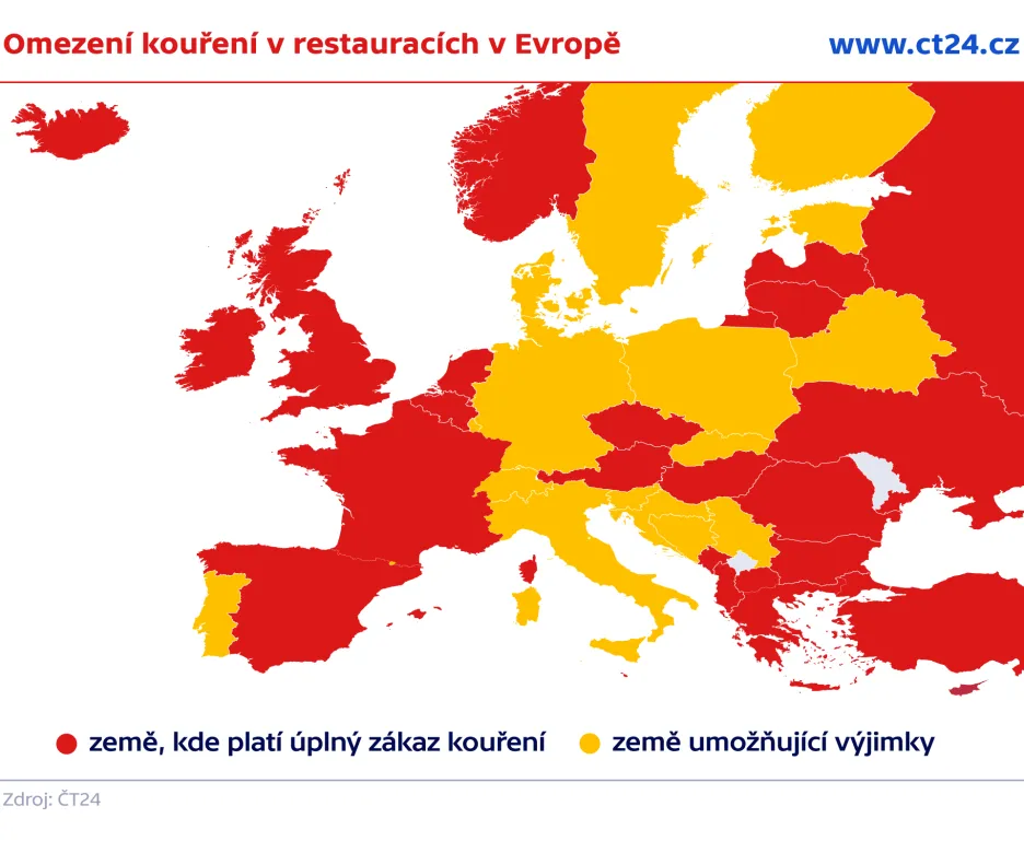 Omezení kouření v restauracích v Evropě