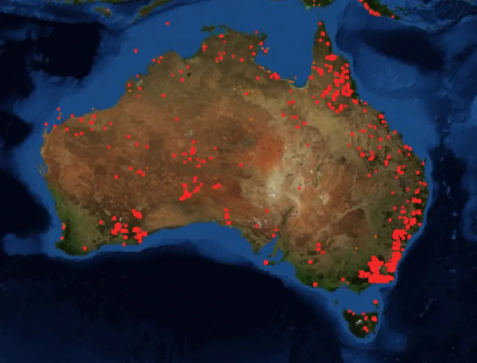 Kde v Austrálii hoří