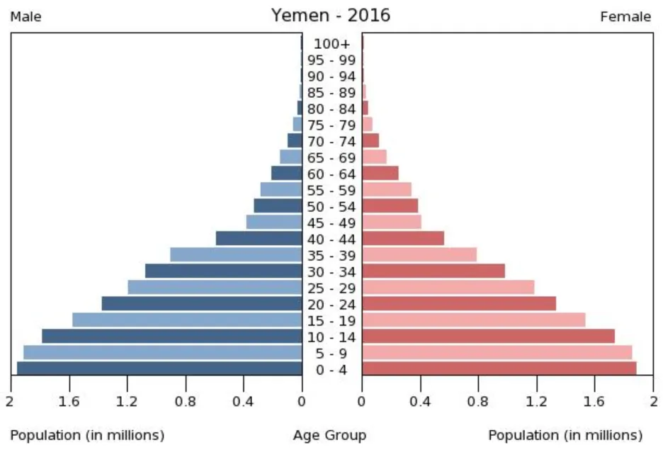 Populační pyramida Jemenu