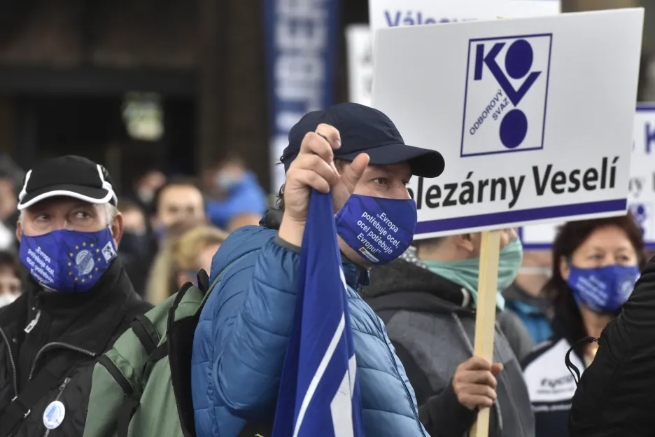 Demonstrace zaměstnanců českých hutních firem 
