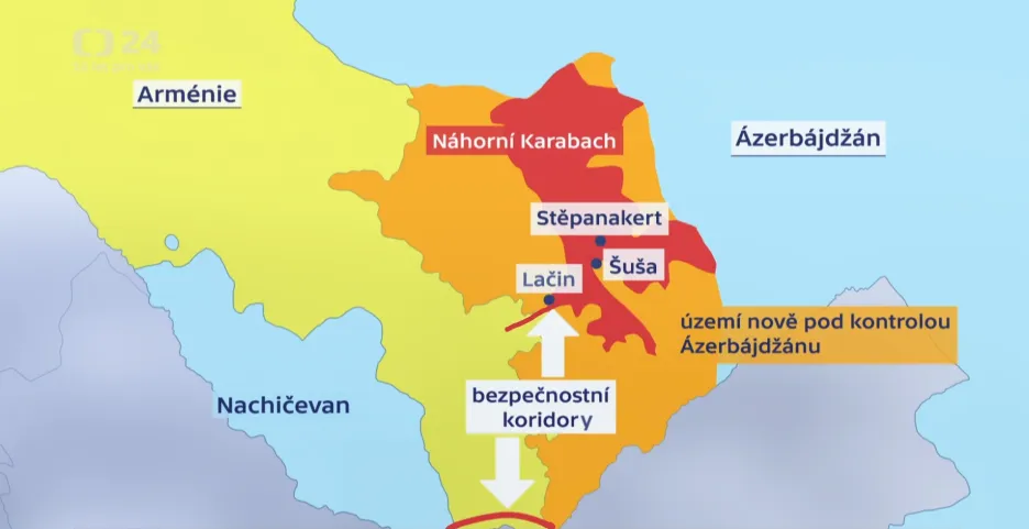Územní změny v okolí Karabachu podle dohody z 10. listopadu 2020
