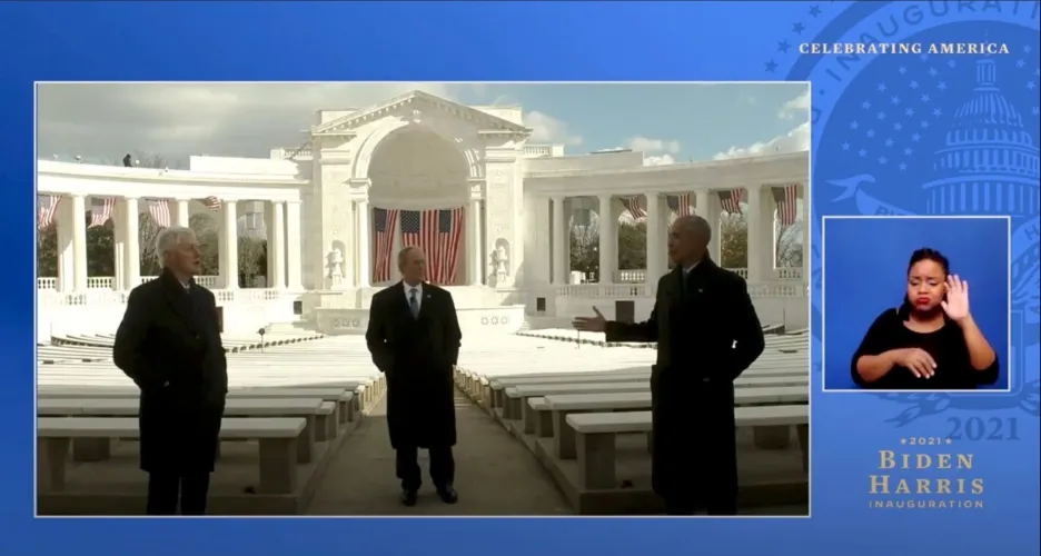 Prezidenti Bush, Clinton a Obama ve vysílání k Bidenově inauguraci