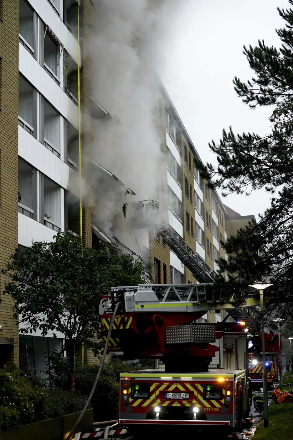 Požár domu po výbuchu v Göteborgu