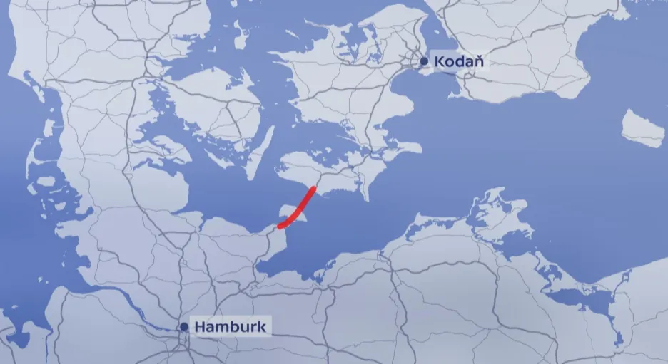 Nový tunel spojující Německo a Dánsko zakreslen na mapě