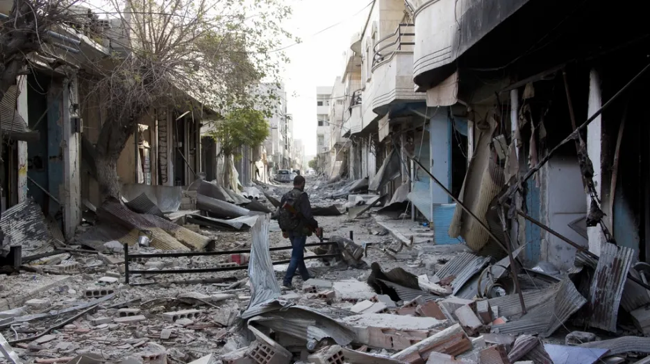 Rozbořené ulice Kobani