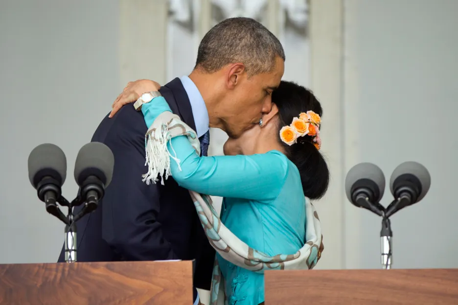 Barack Obama a Su Ťij na společném brífinku