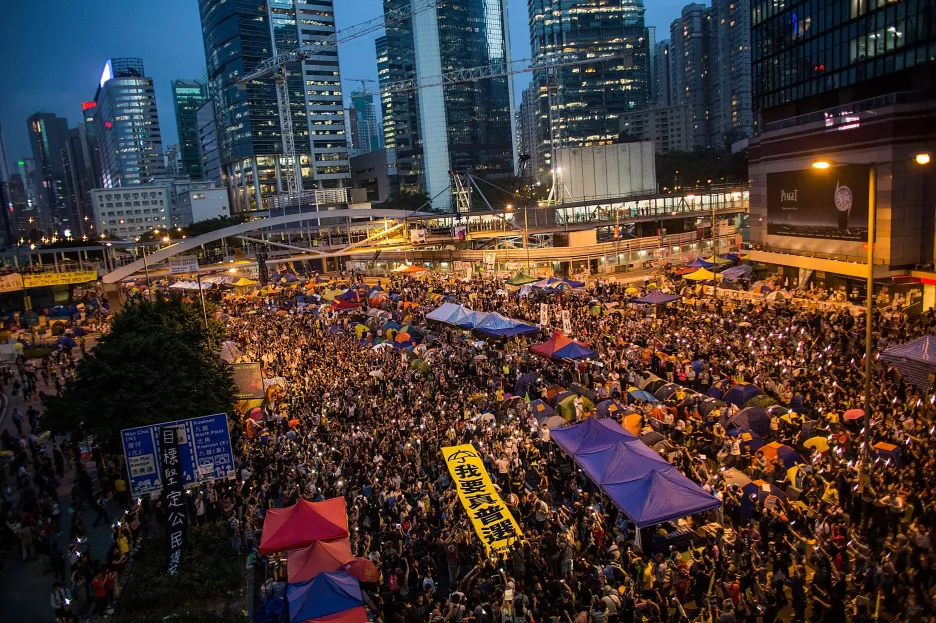 Demonstrace v centru Hongkongu