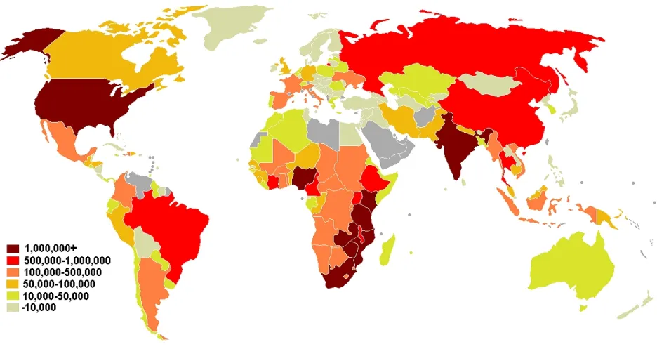 Počet HIV pozitivních na světě