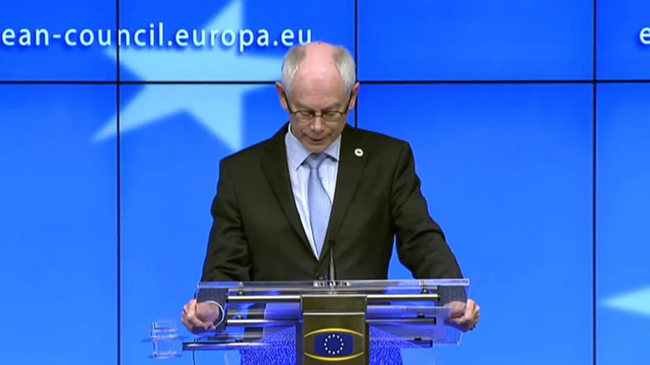 Herman Van Rompuy na brífinku po summitu EU k Ukrajině