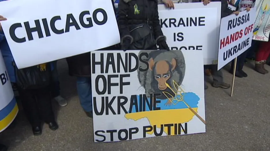 Demonstrace Ukrajinců před Bílým domem