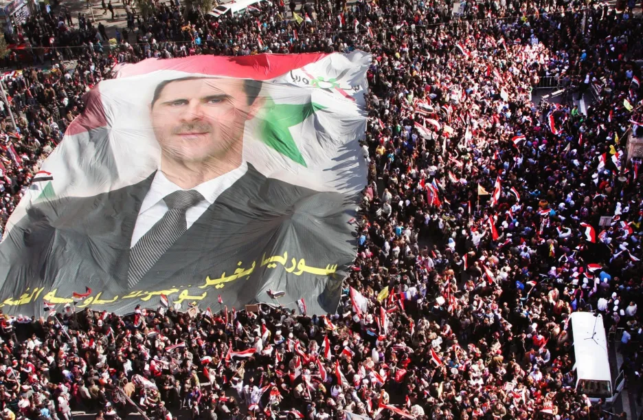 Demonstrace v Sýrii na podporu Bašára Asada