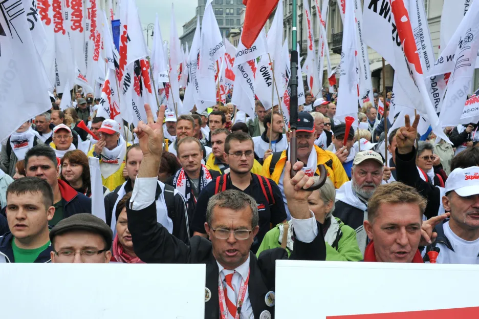 Polští odboráři protestovali proti Tuskově vládě
