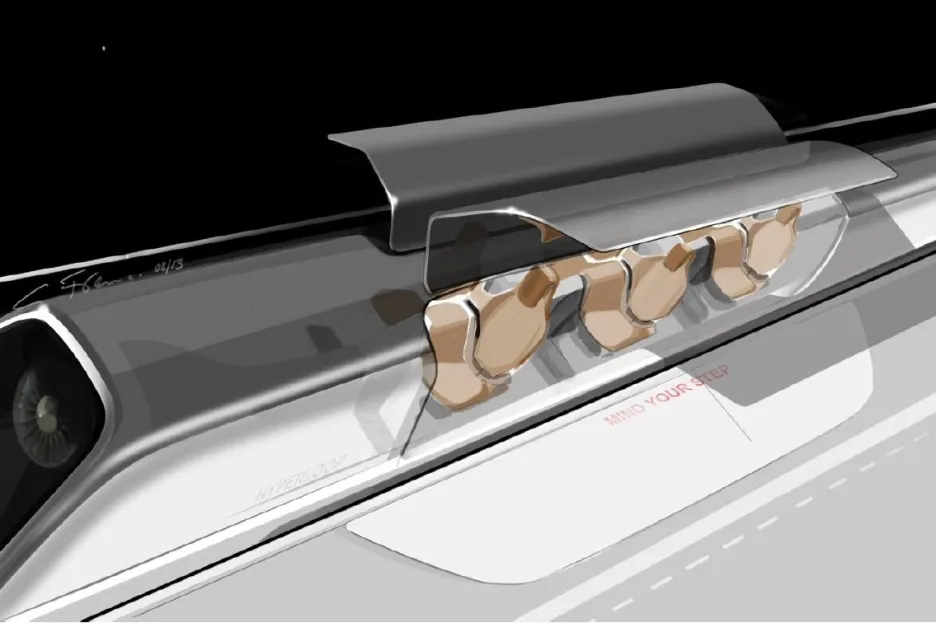 Cestující v kapsli Hyperloop