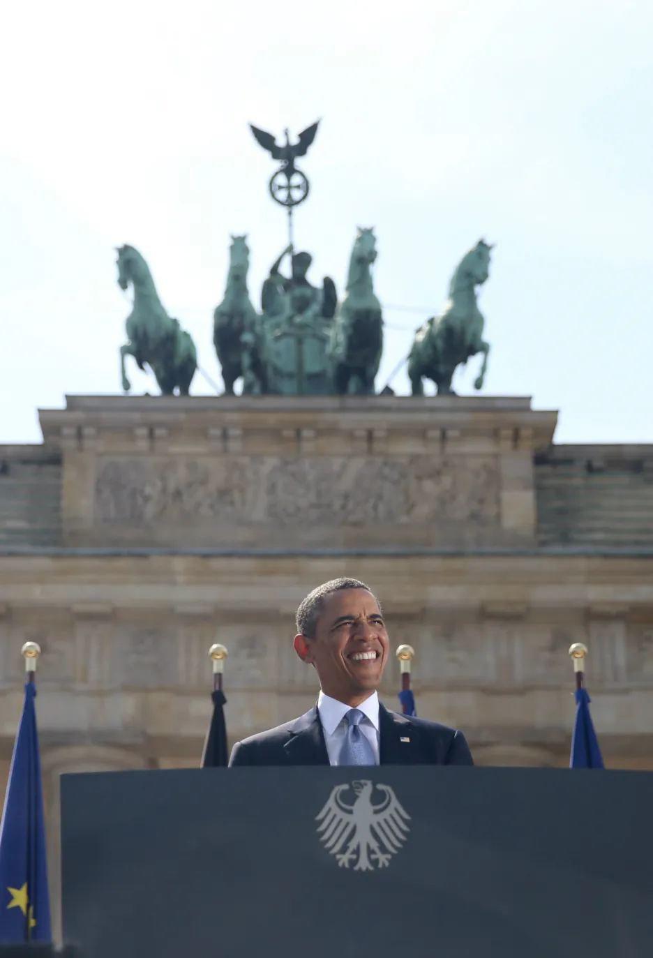 Barack Obama při projevu v Berlíně