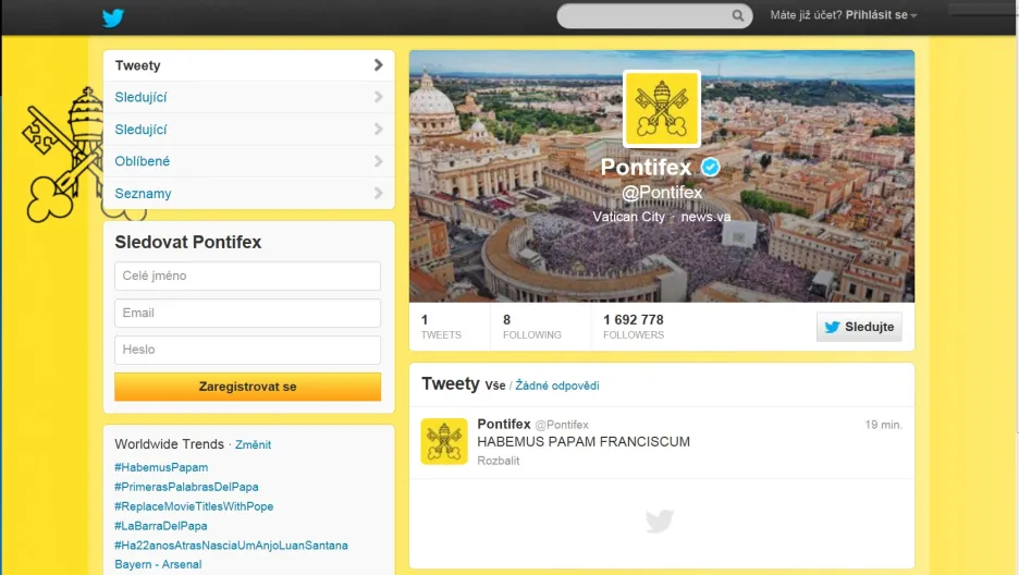 Twitterový účet @Pontifex
